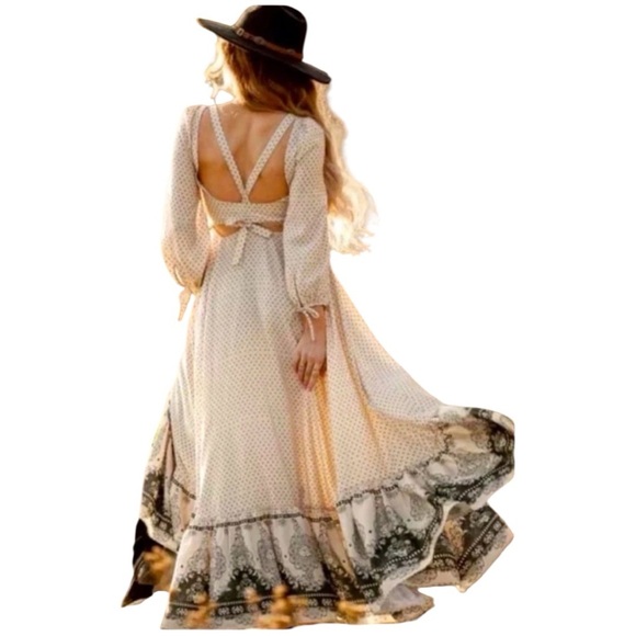 Joyfolie Cream Tiered Gown with Bishop Sleeves MSRP 265.00 Brand New - Picture 2 of 11